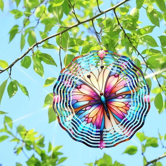 HELLOYOUNG 10inch  Cardinal Wind Spinner 3D Bird Spinners with Flower for Yard and Garden  Spinner with Unique Visual Effect  Wind Spinner Mandala Perfect Garden Decoration and Gift
