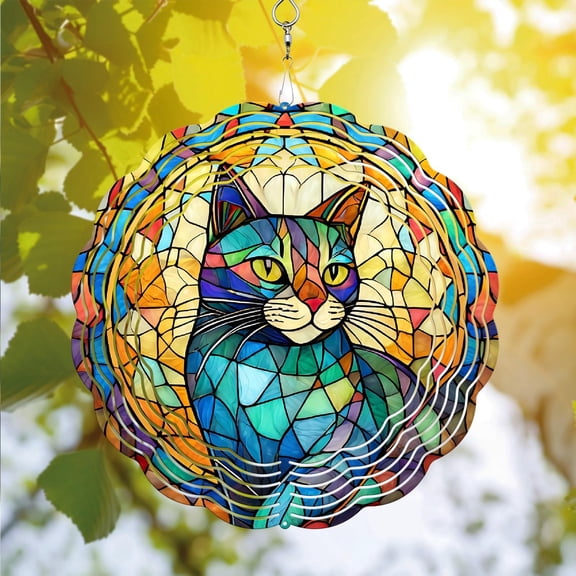 HELLOYOUNG 10inch Cat Wind Spinner Cat Wind Spinner Hanging for Yard and Garden Unique Gift Wind Spinner Hanging Wind Spinner Outdoor Cute Cat Wind Spinner