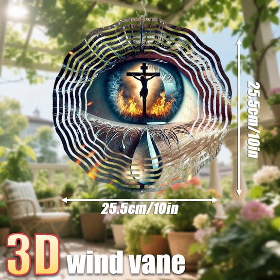 HELLOYOUNG 10inch Jesus in The Eyes of Believers"with Rotating 360 DIY Creative Rainbow Style Decorative Design Wind-powered Automatic Spinner  Wind Spinner Mandala