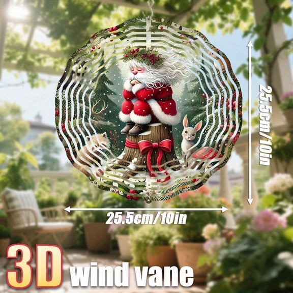 HELLOYOUNG 10inch Mandala Wind Spinner - 3D Kinetic Hanging 3D Design Santa Claus Ornament, Wind-Activated Sway & Spin, Santa  for Christmas Tree/Garden/Yard Parties.