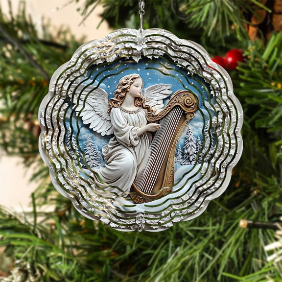 HELLOYOUNG 10inch Mandala Wind Spinner - 3D Kinetic   Hanging 3D Wind-Activated Dynamic Wind Chimes Sway Panda Couple & Bamboo Mountain for Garden/Patio/Porch Wind Sculpture Pendant.