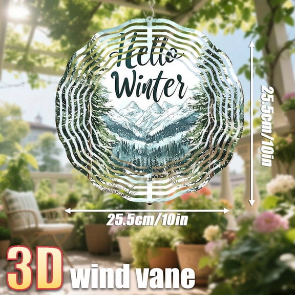 HELLOYOUNG 10inch Mandala Wind Spinner Colorful Gradient Vibrant Colors Winter Forest Snowflake Weather Vane Rotating DIY Wind Spinner Durable Classic Outdoor Decor for Garden for Christmas Gift