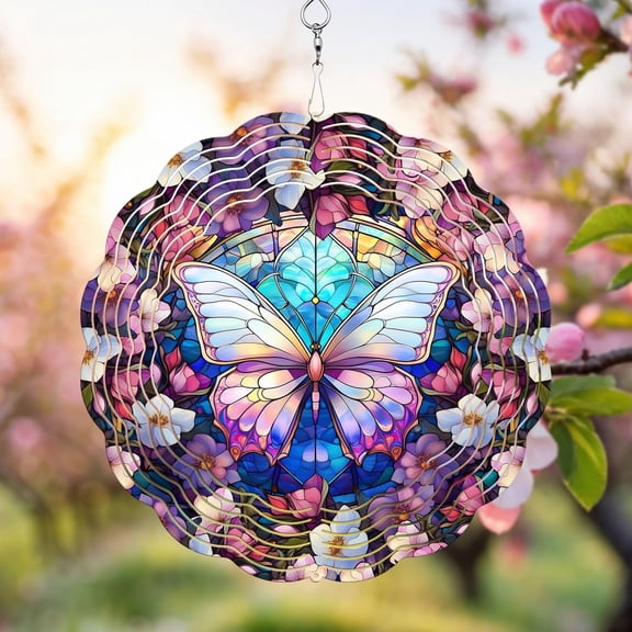 HELLOYOUNG 10inch Mandala Wind Spinner Kinetic Colorful Gradient Vibrant Colors 3D Hanging Cardinal Wind Chimes Sway & Spin for Indoor/Outdoor Decor Garden/Patio Wind Sculpture Ornament.