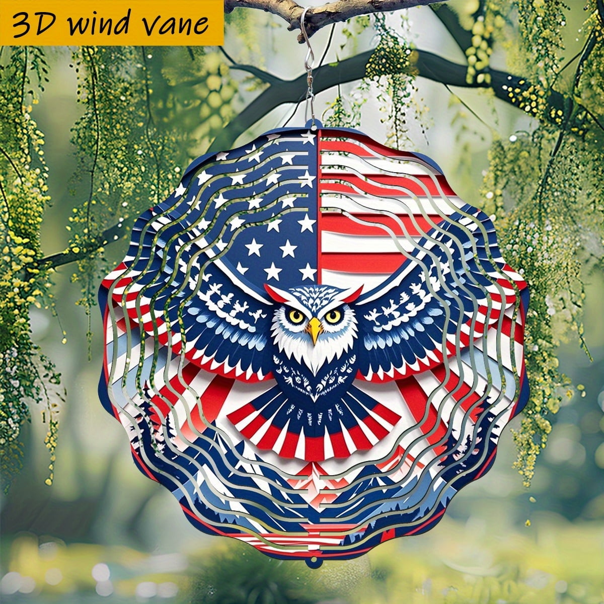 Vari Banner HELLOYOUNG Windmill Set Owl Spreading Wings Star-Spangled Banner ...