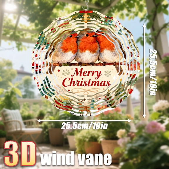 HELLOYOUNG 10inch Three Red-breasted Birds Perched on A Branch, Creating A Christmas Atmosphere Rotating Creative Windmill for All Seasons for  Rotating Christmas Ornaments