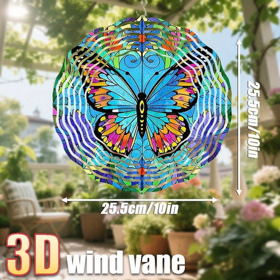 HELLOYOUNG 10x10 Inch Large Butterfly Rainbow Style Wind Spinner 360 Rotating Hook Creative for Garden Yard Indoor Outdoor Hanging Decor