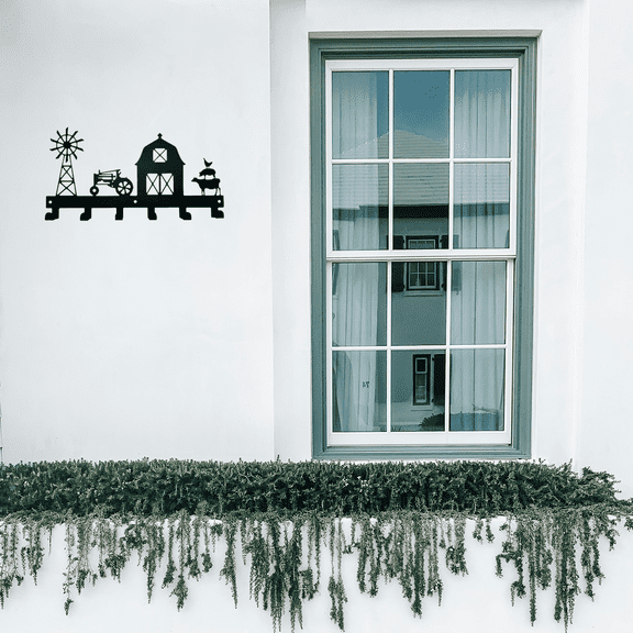 HELLOYOUNG 11.57- Inch  Light Luxury Farmhouse Windmill Iron Hooks  Vintage Tractor Art, Metal Wall Decor, Multi - Hook Storage, Transform Kitchen/Entryway with Rustic Charm Wall Decals & Stickers