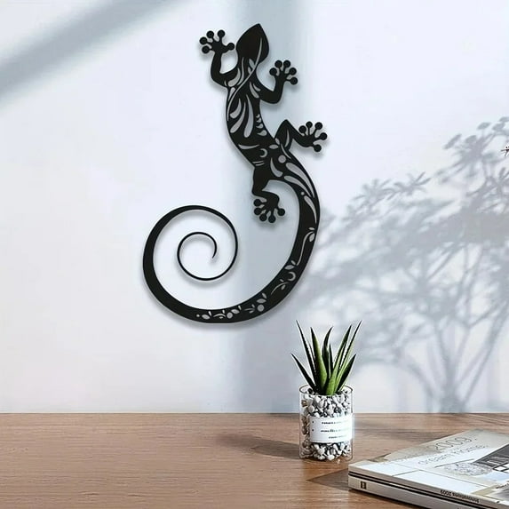 HELLOYOUNG 11.8 inch Gecko Iron Hanging hook Metal Home Decorative Objects Classic Pattern Hanging for Bedroom/Dining Room Simple style Centerpieces Hide defects