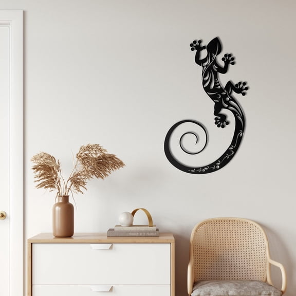 HELLOYOUNG 11.8 inch Gecko Iron hook Metal Outdoor Decorations Wall Hanging for Kitchen/Bedroom Simple style Wall Transformation Artifact Beautify the space