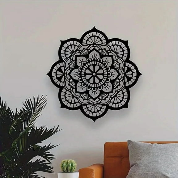 HELLOYOUNG 11.8 inch Metal Mandala Flower Wall Art Home Decoration suitable for Living Room/Bedroom Reusable Handcrafted 3D Mandala Design for Home Halloween Gothic Room Decor