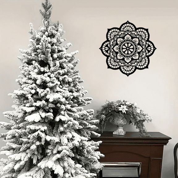 HELLOYOUNG 11.8 inch Metal Mandala Flower Wall Art Wall Decor Hanging for Bedroom/apartment Handcrafted 3D Mandala Design for Home Halloween Gothic Room Decor