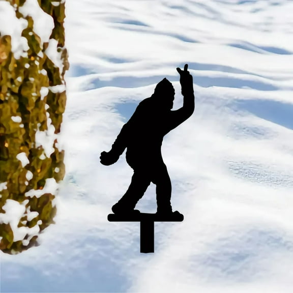 HELLOYOUNG 11.81 - Inch Metal Sasquatch Garden Stakes Scissorhands Design Orangutan-Inspired Iron Art Silhouette Outdoor Ground Plugins Sculpture & Gifts