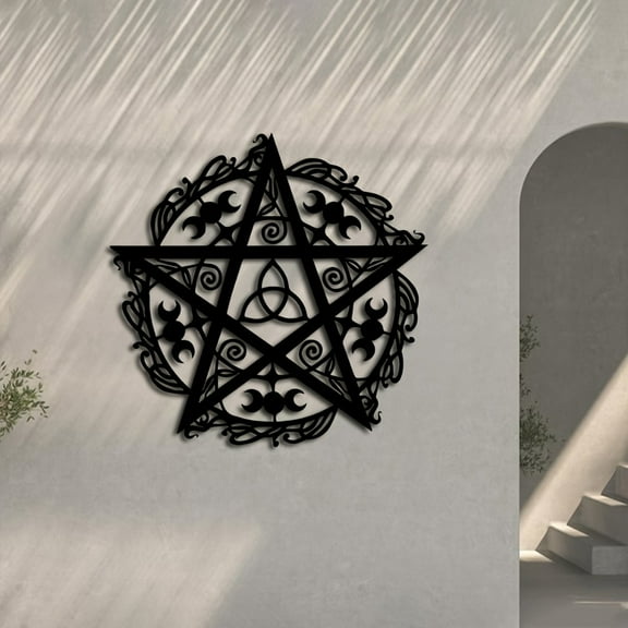 " HELLOYOUNG 11.81 - Inch Mystic Metal Wall Sculpture Pentagram & Celtic Knot Iron Art Intricate Cutouts Must-Have for Fantasy Enthusiasts Magic Iron Sculpture for Home Decor "