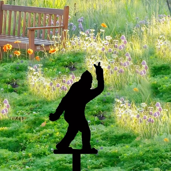 HELLOYOUNG 11.81 - Inch Sasquatch Metal Sculpture Scissorhands Iron Art Silhouette Outdoor Ground Plugins Stakes Unique Garden Gifts Unique Texture and Handmade Charm