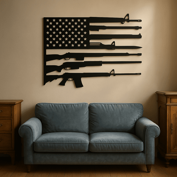 HELLOYOUNG  11.81 Inch Vintage Patriotic Gun Metal Decor Art Deco Flag American Flag Gun Metal Wall Art- Personalized Home Accent for Independence Day