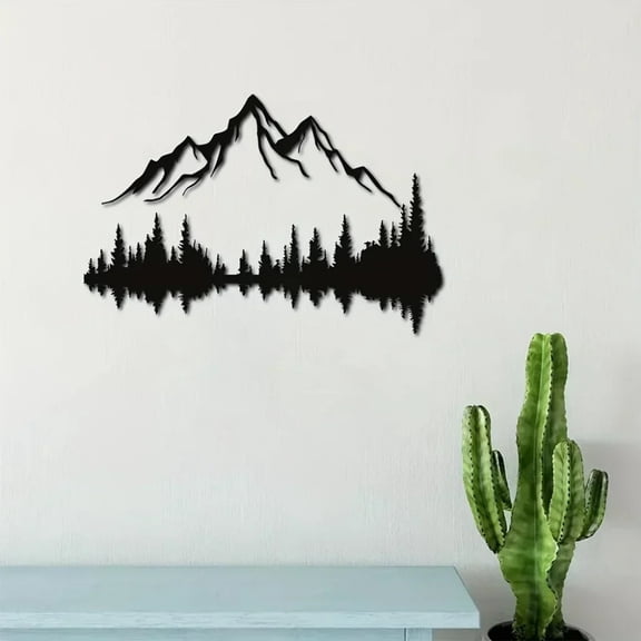 HELLOYOUNG 11.81 inch 2pcs Alpine forest Iron Art hook Metal Art Prints Classic Pattern Wall Hanging for Kitchen/Entryway Hide defects Romantic and warm