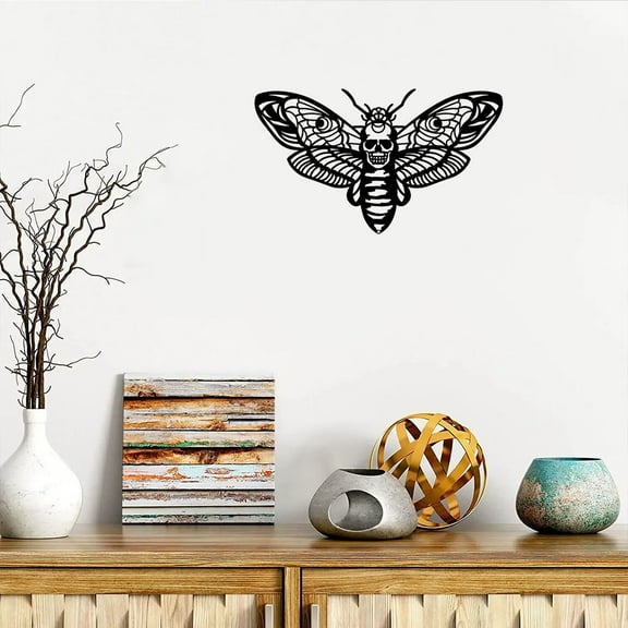 HELLOYOUNG 11.81 inch Gothic Death Head Moth Metal Wall Art Wall Decor Art iron suitable for Bathroom/Living Room American Gothic Style Beautify the space