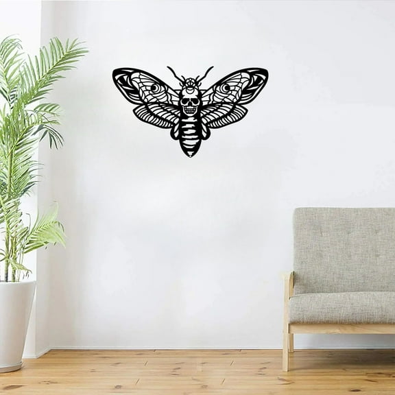 HELLOYOUNG 11.81 inch Gothic Head Moth Metal Wall Art Wall Decor Art Iron suitable for Bedroom/Living Room American Gothic Style