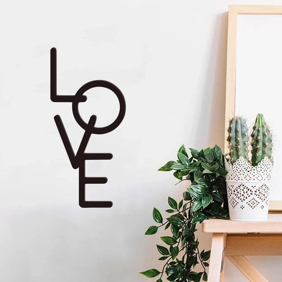 HELLOYOUNG 11.82 inch LOVE Metal Word iron Art Hanging hook Metal Wall Decoration Wall Hanging for Dining Room/Entryway Housewarming Gift Simple style Exquisite texture