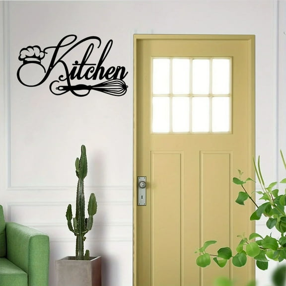 HELLOYOUNG 12 inch "Kitchen" Metal Sign Wall Art Home Decorative Objects suitable for Kitchen/Dining Room Centerpieces Wall Decor with Chef Hat & Whisk Design Highly practical