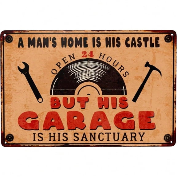 HELLOYOUNG 12x8 Inch Metal Tin Sign Retro Garage Wall Decor for Man Cave, Rustic Pub Bar Art Plaque for Home Basement Game Room