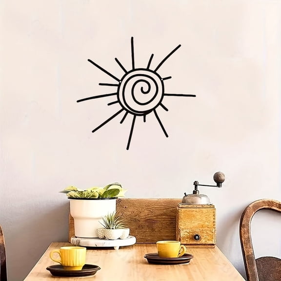 HELLOYOUNG 13.78 - Inch Eco-Friendly Iron Beach Sun Sign Sunburst Cutout Metal Wall Art for Seaside Garden and Patio Outdoor Decor Enhances Coastal Atmosphere & Covers Wall Defects