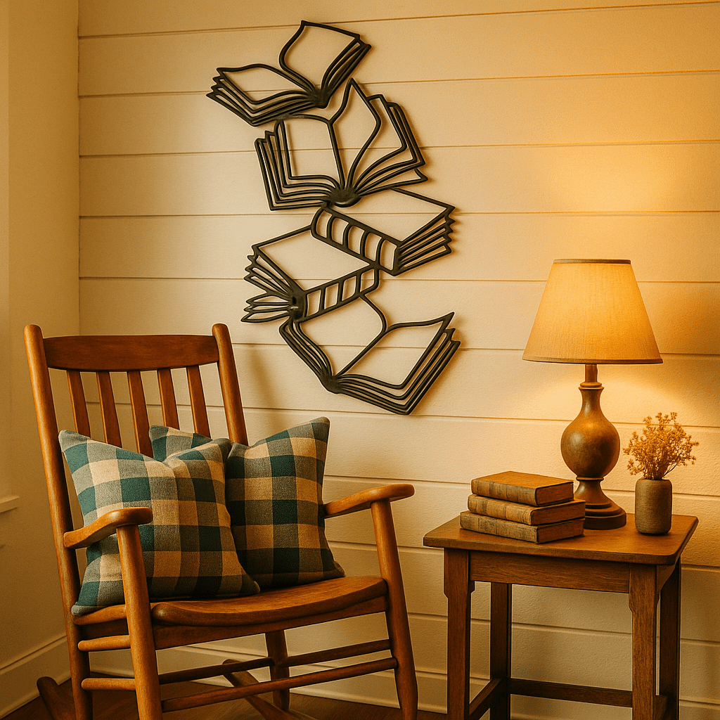 HELLOYOUNG 14.57 Inch Book-Themed Metal Wall Art Sculpture - Open Book ...