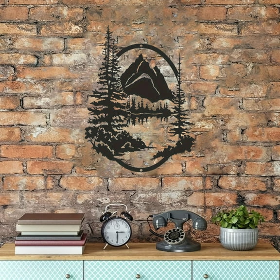 HELLOYOUNG 15.35 - Inch Art of Murals Meets Metal Wall Art Black Iron Landscape Eco-Friendly Light Luxury Outdoor Mountain Water Decor Drawings