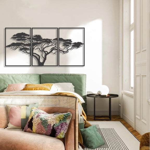 HELLOYOUNG 15.47 inch 3pcs Tree iron Art Hanging hook Metal Wall Decoration Wall Pediments Classic Pattern Wall Hanging for Bathroom/dining room Wall Transformation Artifact Exquisite texture