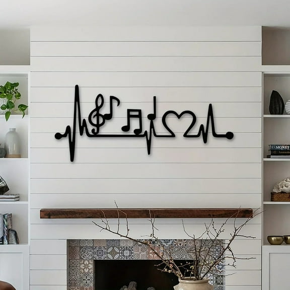 HELLOYOUNG 15.7 - Inch Music Lover's EKG Rhythm Love Art: Stylish Metal Ekg Music Wall ArtMusic Decorations for Living Room Music-themed Decor  Add Music Charm