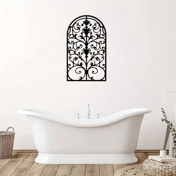 HELLOYOUNG 15.7 inch Arched window frames iron Art Hanging hook Metal Wall Decoration Wall Pediments Classic Pattern Wall Hanging for Bathroom/kitchen Wall Transformation Artifact Highly practical