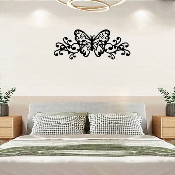 HELLOYOUNG 15.74 inch Metal Butterfly Scroll Wall Art Set Wall Decor suitable for Living Room/Entrance American Style Intricate Black & White Design Clean lines