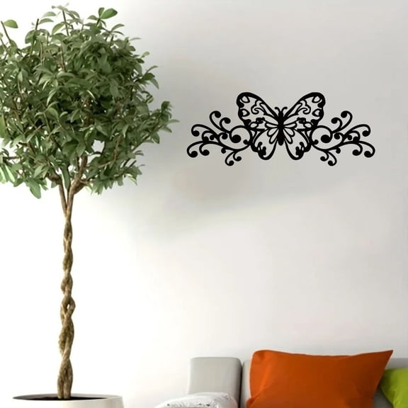 HELLOYOUNG 15.74 inch Metal Butterfly Scroll Wall Art Wall Decor Art iron suitable for Nursery Bedroom/Living Room Simple style Add a sense of layering
