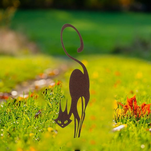 HELLOYOUNG 15.75 inch rust colored cat Metal Wall Art Decoration Iron hook Drawings Classic Pattern Wall Hanging for entrance/bedroom Light luxury style Clean lines Strong artistic sense