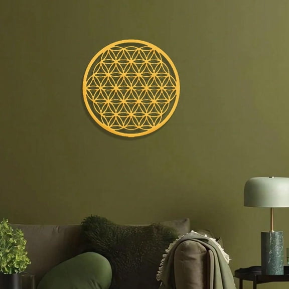 HELLOYOUNG 15.98in Flower of Life Metal Wall Art Elegant Lotus Decor for Living Room Bedroom Bathroom Above Couch Large Decorative Metalwork Spiritual Yoga Studio Decor Housewarming Gift for Women