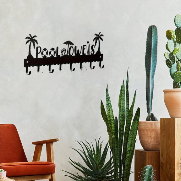 HELLOYOUNG - 16.1 Inch Eco - Friendly Tropical Key Rack 8 Hook Storage Beach Umbrella Iron Sign Metal Sign Key Rack Hanger Rust - Resistant Create Coastal Atmosphere in Entrance