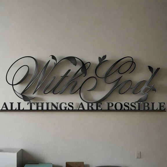 HELLOYOUNG 17.32 - Inch Classic Bible Verse Iron Painting Wall Art with God All Things Are Possible" Sign, Metal Decor, Eco - Friendly for Garden and Patio Outdoor Decor Enhance Home Luxury
