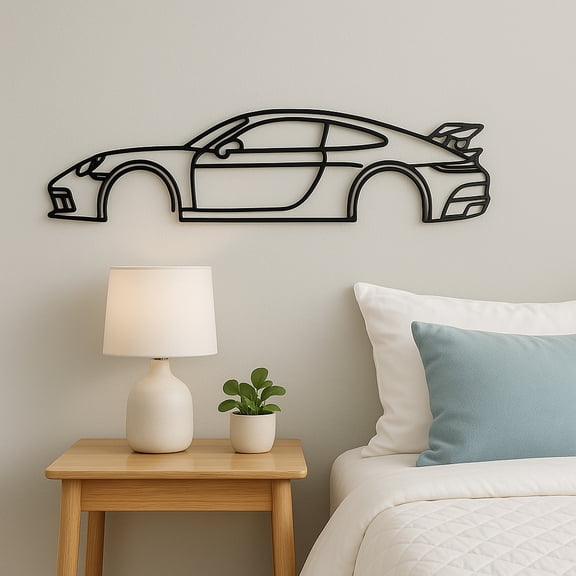 HELLOYOUNG 17.7 - Inch Hot Border Metal Coupe Wall Art – Iron Line Sports Car Decor Premium Stylish Coupe Mark Sign Ideal for Auto Coupe Enthusiasts' Living Room Centerpieces