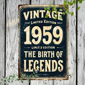 HELLOYOUNG 1959 Born Metal Sign Wall Decor, Vintage Retro 8x12 Inch Easter Plaque, Limited Edition Collectible Gift for Home Office