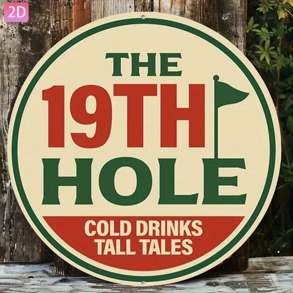 HELLOYOUNG 19th Hole Golf Bar Sign Retro 2D Wall Art Aluminum Metal Sign for Home Garage Bar Cafe Outdoor 20x20cm Wall Decor