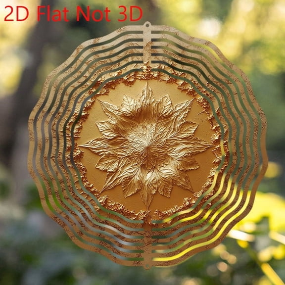 HELLOYOUNG 1PC Golden Leaf Wind Spinner 10in 360 Rotating Garden Art Colorful Breeze Spinner Outdoor Hanging Colorful Wind Chime Pendant Decor for Patio Lawn Yard