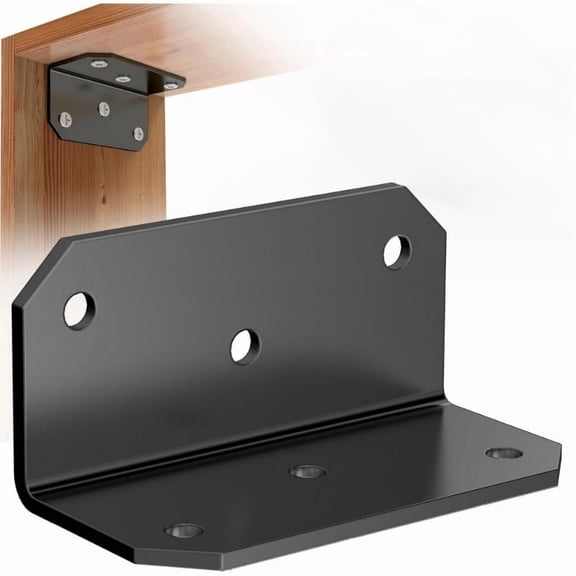 HELLOYOUNG 1PC Heavy Duty Galvanized Steel L Brackets Corner Brace, Rustproof L Shaped Metal Angle Brace with Screws for Wood Shelves, Furniture, Cabinet, Frame, Fence