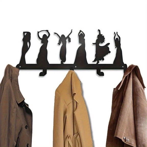 HELLOYOUNG 1PC Metal Wall Mounted Coat Rack, Dance Themed Key Holde Entryway Hook for Keys, Hats Wall Coat Racks Halloween Christmas New Year Gift