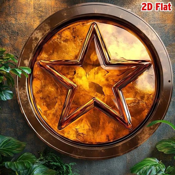 HELLOYOUNG 1pc 2D Flat Circular Metal Wall Art Logo Sign for Kitchen Living Room Decor, Modern Rustic Design