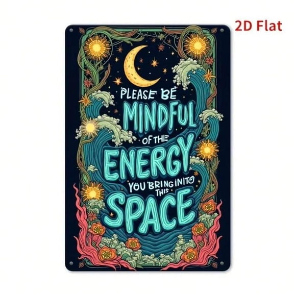 HELLOYOUNG 1pc 8x12" Retro Metal Tin Sign - Vintage Starry Sky With Stars, Moon & Floral, Inspirational Quote, Home Office Cafe Decor,Room Decor,Halloween Decor,Home Decor