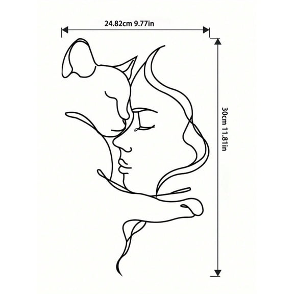 HELLOYOUNG 1pc Fashionable Metal Wall Art - Cat Line Decor, Unique Modern Home Decor, Perfect Gift For Cat Lovers Gifts Birthday Graduation
