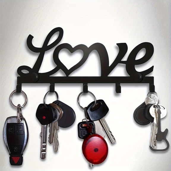 HELLOYOUNG 1pc Metal Wall Mounted Storage Rack - Floating Key Holder, Sticky/Punching Installation