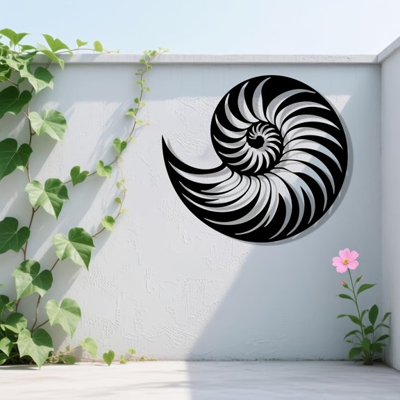HELLOYOUNG 1pc Nautical Iron Wall Art Nautilus Shell Coastal Decor Rustproof Indoor Outdoor Home Accent