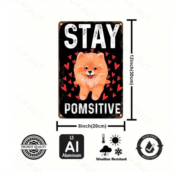 HELLOYOUNG 1pc Pomeranian Dog Aluminum Metal Sign - Rustproof Wall Art Plaque for Indoor Outdoor Home Bar Patio Porch Decor, No Text, Cute Pet Theme