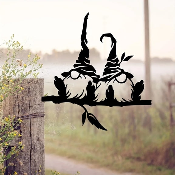 HELLOYOUNG 1pc Unique Iron Twig Ensemble -  Elves & Fungi Metal Decor, Enchanting Christmas Festive Outdoor Art for Gardens, Trees & Backyards, Great Gift for Garden Lovers